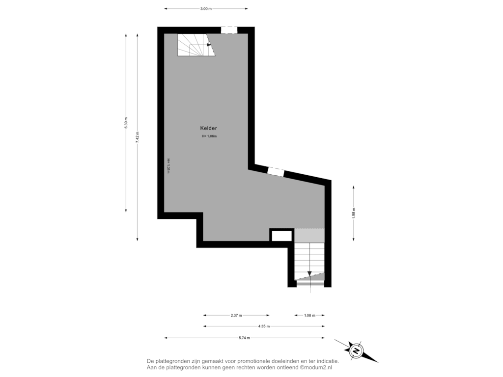 Bekijk plattegrond van Kelder van Koornmarkt 71