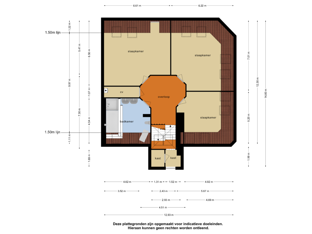 View floorplan of 1e verdieping of Badhuiswal 8