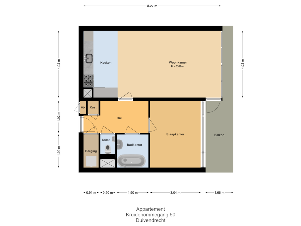 Bekijk plattegrond van Appartement van Kruidenommegang 50