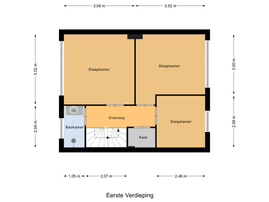 Bekijk plattegrond van Eerste Verdieping van Pastoor Meriusstraat 168