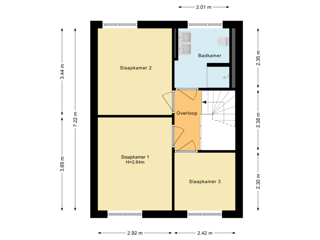 View floorplan of Tweede verdieping of Cornelis van Vugtstraat 11