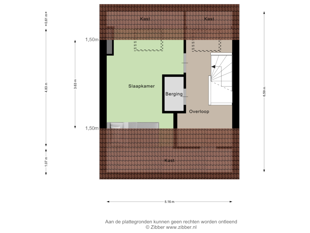 View floorplan of Tweede Verdieping of Bruinissestraat 28