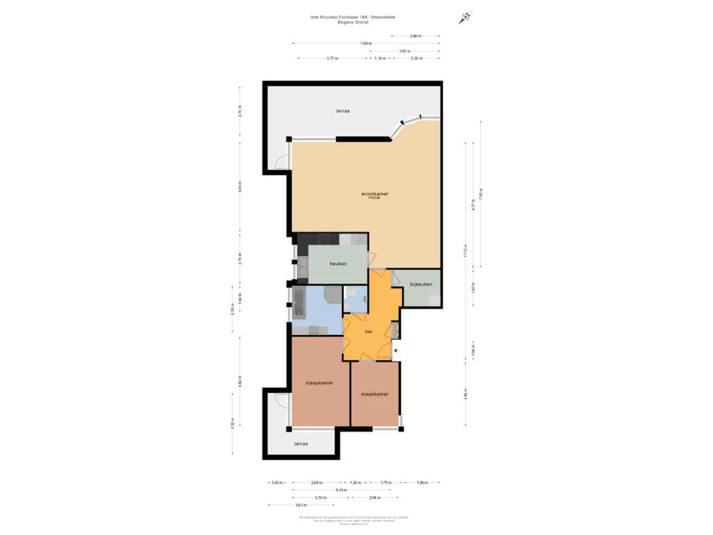 Bekijk plattegrond van BEGANE GROND van Von Brucken Focklaan 14-A