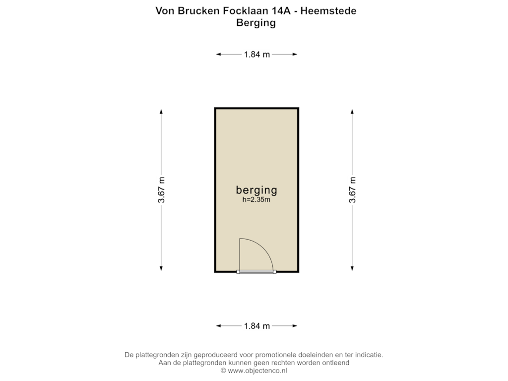 Bekijk plattegrond van BERGING van Von Brucken Focklaan 14-A