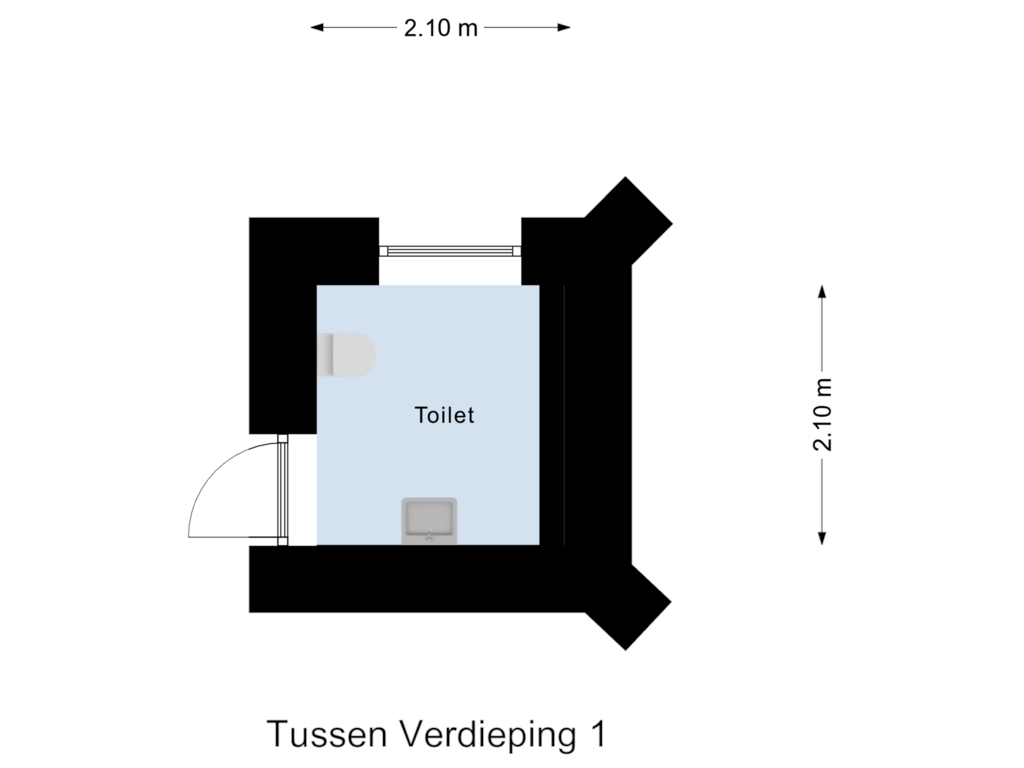 View floorplan of Tussen Verdieping 1 of Kloosterweg 4