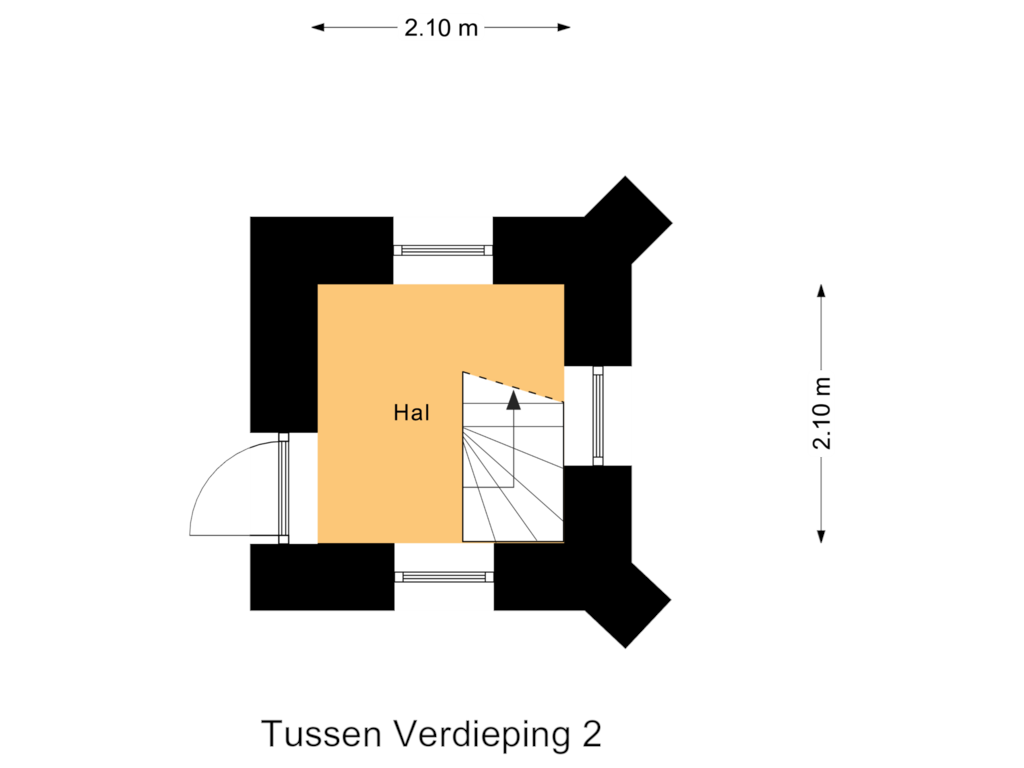 View floorplan of Tussen Verdieping 2 of Kloosterweg 4