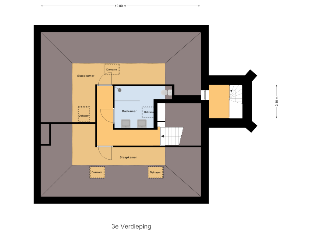 View floorplan of 3e Verdieping of Kloosterweg 4