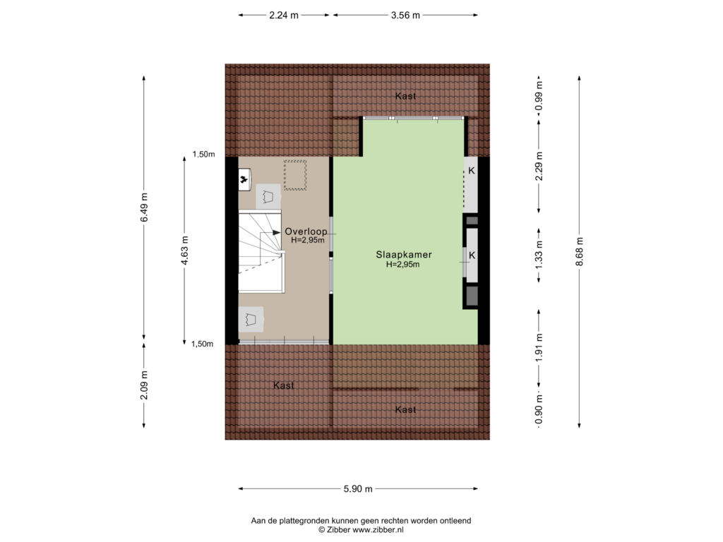 Bekijk plattegrond van Tweede verieping van Wiardi Beckmanstraat 20