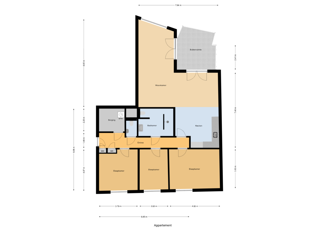 Bekijk plattegrond van Appartement van Moormannstraat 89