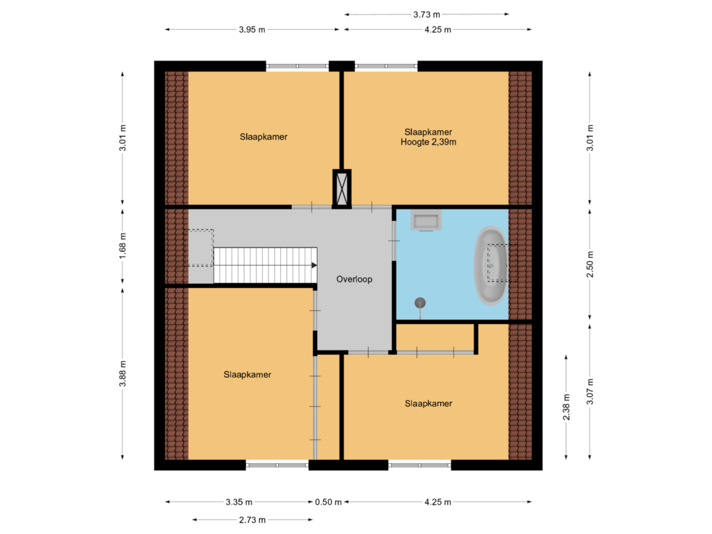 View floorplan of 1e verdieping of Postweg 50