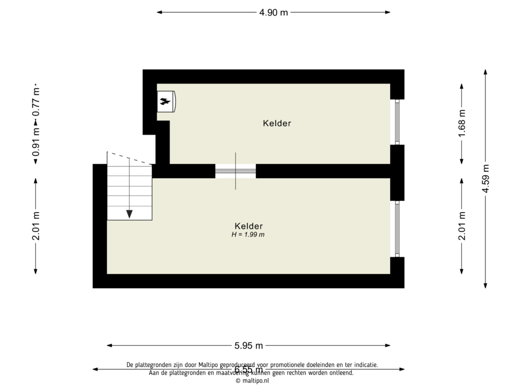 Bekijk plattegrond van Kelder van Koppelsedijk 12