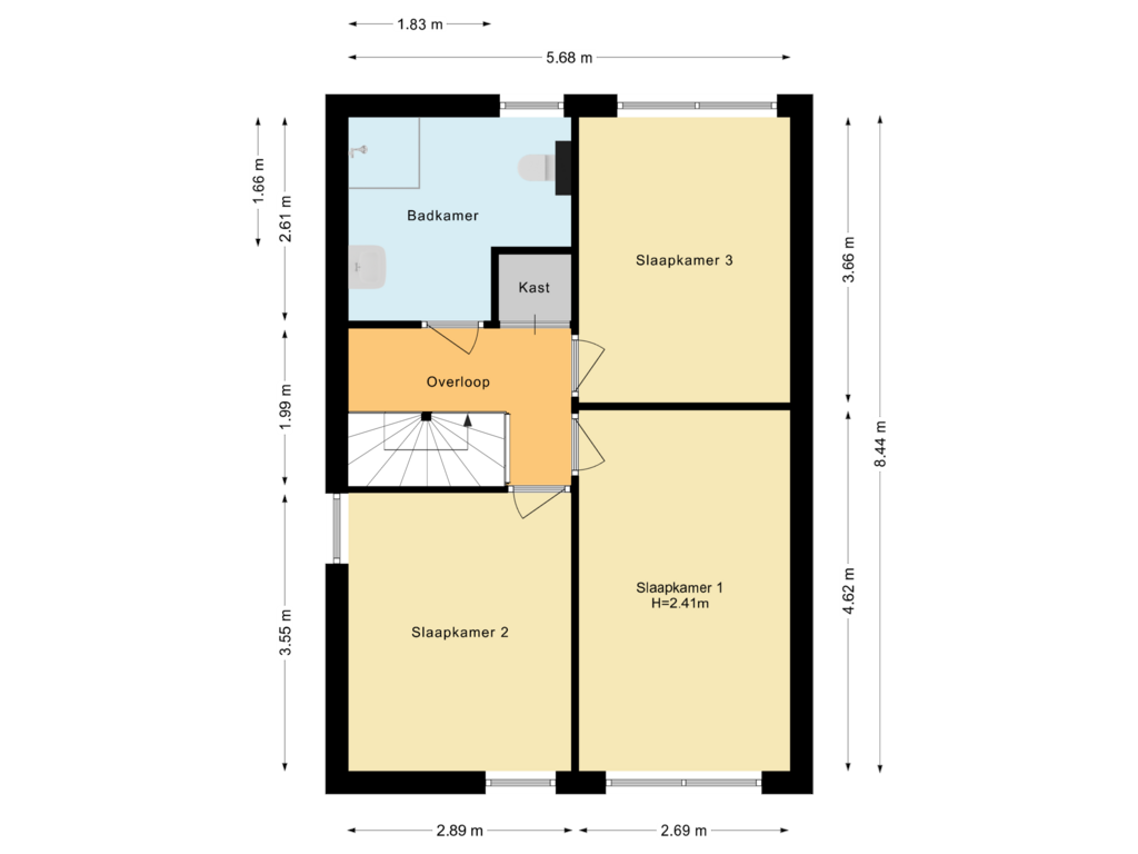 Bekijk plattegrond van Eerste verdieping van Braeck 16