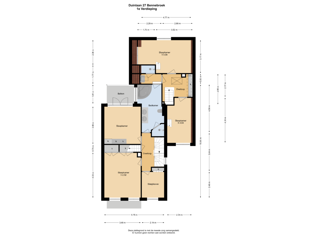 Bekijk plattegrond van 1e Verdieping van Duinlaan 27