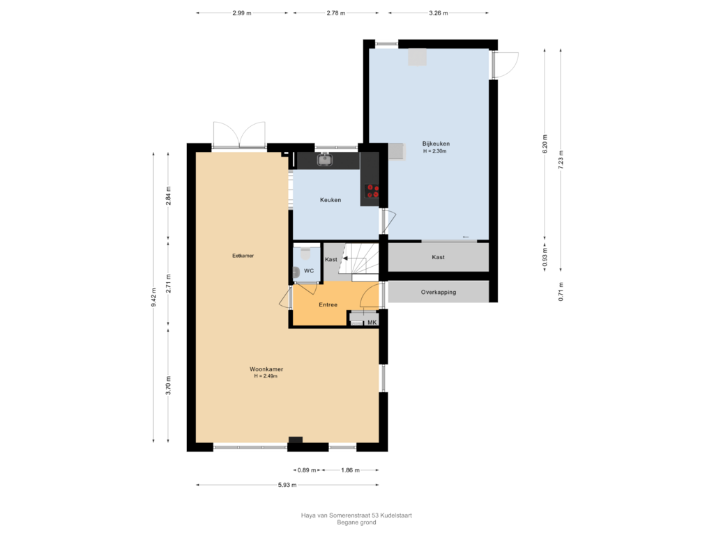 Bekijk plattegrond van Begane grond van Haya van Somerenstraat 53