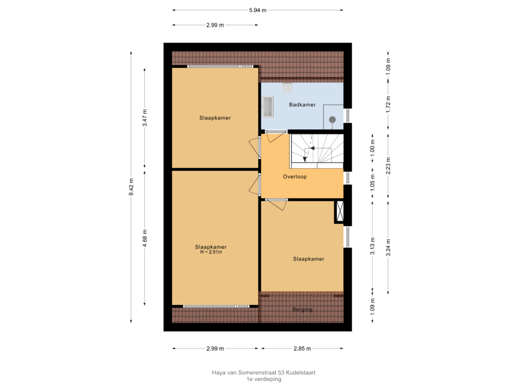 Bekijk plattegrond van 1e verdieping van Haya van Somerenstraat 53