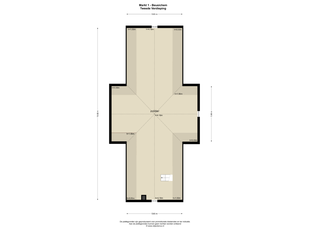 Bekijk plattegrond van TWEEDE VERDIEPING van Markt 1