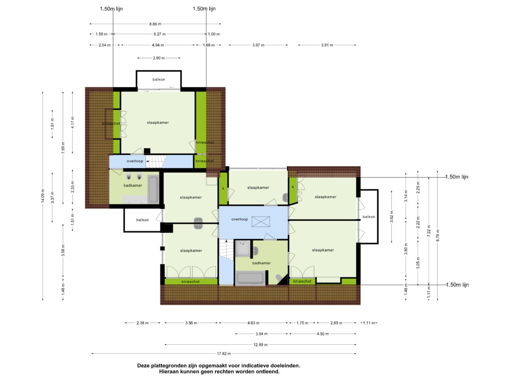 View floorplan of 1e verdieping of Eikenlaan 10