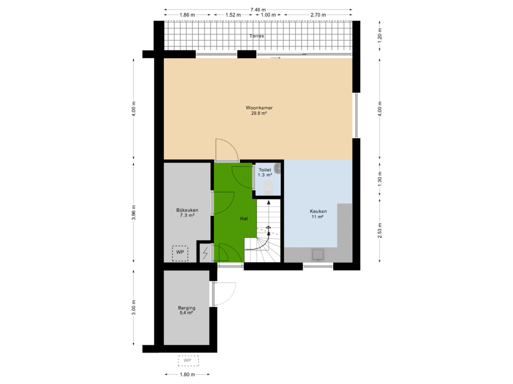 Bekijk plattegrond van Begane grond van Erfwoningen | 2-onder-1-kapwoningen | H (Bouwnr. 18)