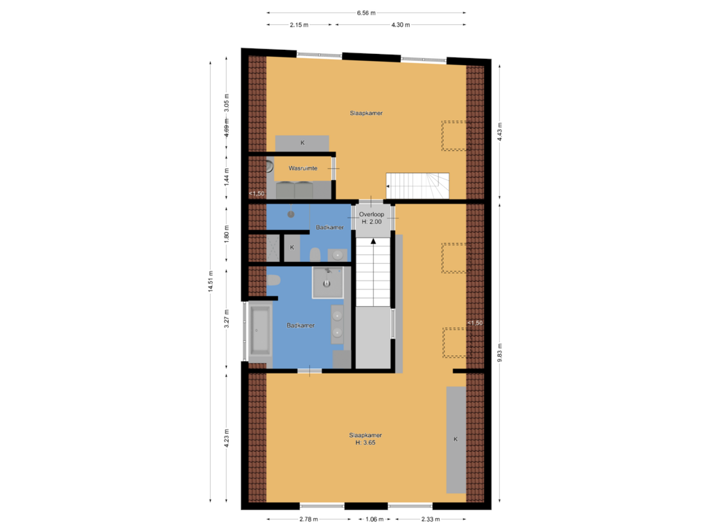 Bekijk plattegrond van Eerste verdieping van Turfpoortstraat 15