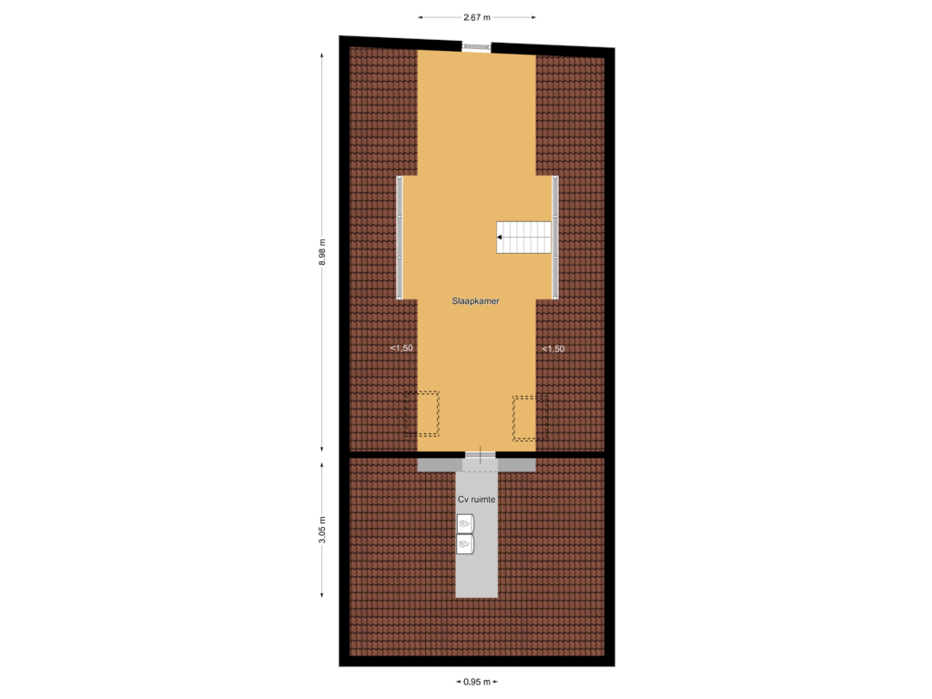 Bekijk plattegrond van Tweede verdieping van Turfpoortstraat 15