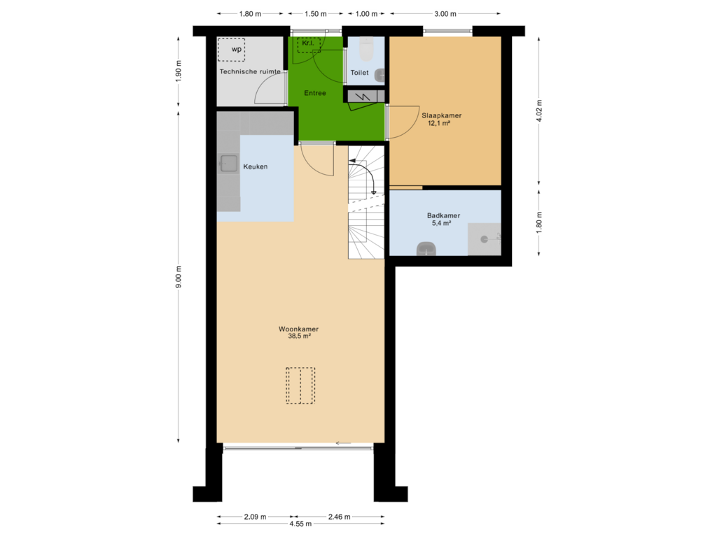 Bekijk plattegrond van Begane grond van Boerderijwoningen | Woningtype C (Bouwnr. 2)