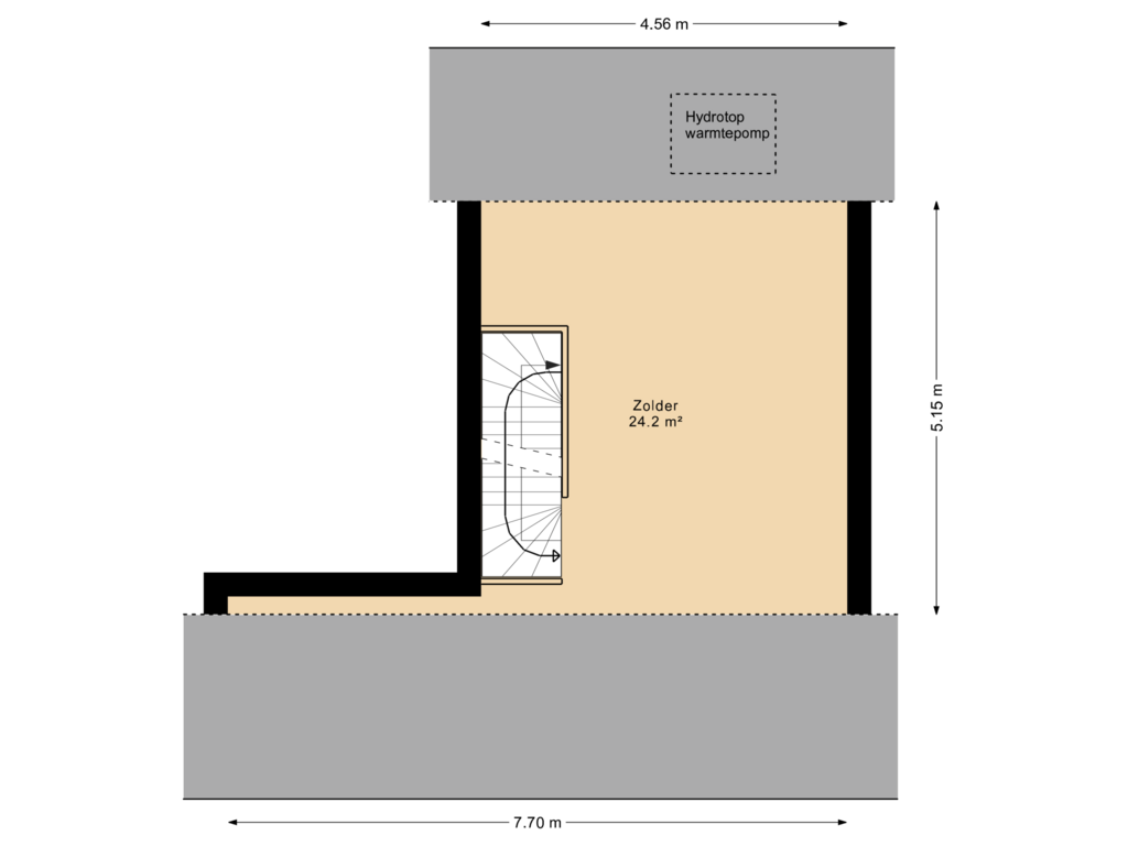 Bekijk plattegrond van Zolder van Boerderijwoningen | Woningtype C (Bouwnr. 3)