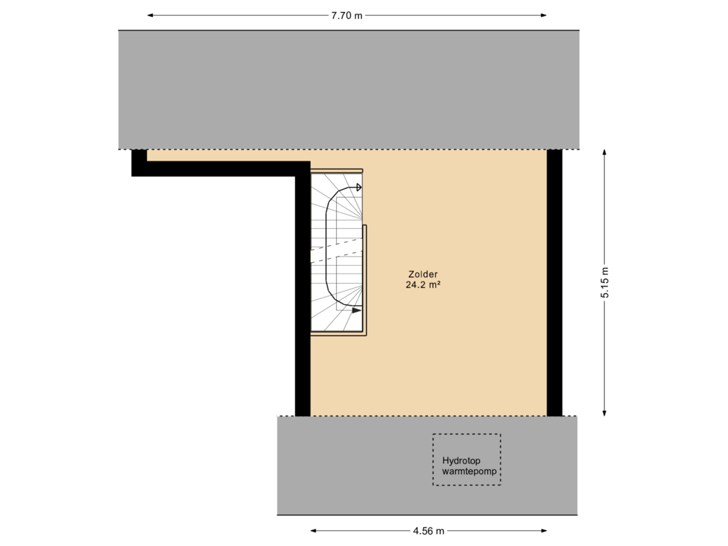 View floorplan of Zolder of Boerderijwoningen | Woningtype C (Bouwnr. 8)