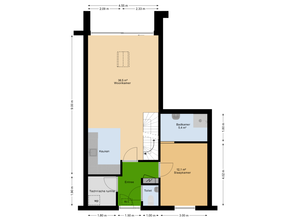 View floorplan of Begane grond of Boerderijwoningen | Woningtype C (Bouwnr. 9)