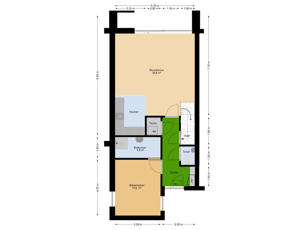 Bekijk plattegrond van Beganegrond van Boerderijwoningen | Woningtype A (Bouwnr. 6)