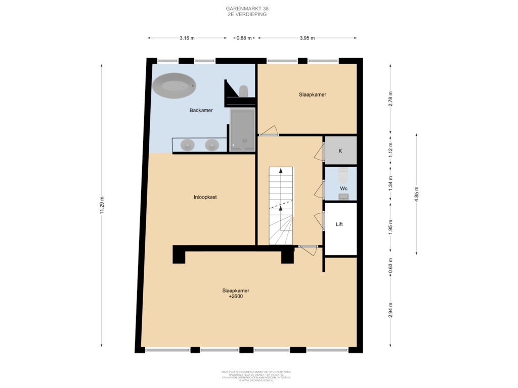 View floorplan of 2E Verdieping of Garenmarkt 38