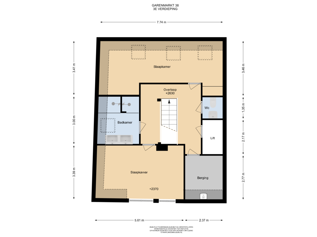 View floorplan of 3E Verdieping of Garenmarkt 38