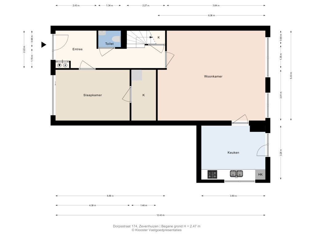 View floorplan of Begane grond of Dorpsstraat 174