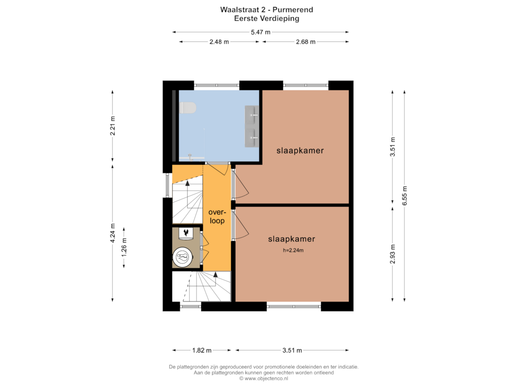 Bekijk plattegrond van EERSTE VERDIEPING van Waalstraat 2