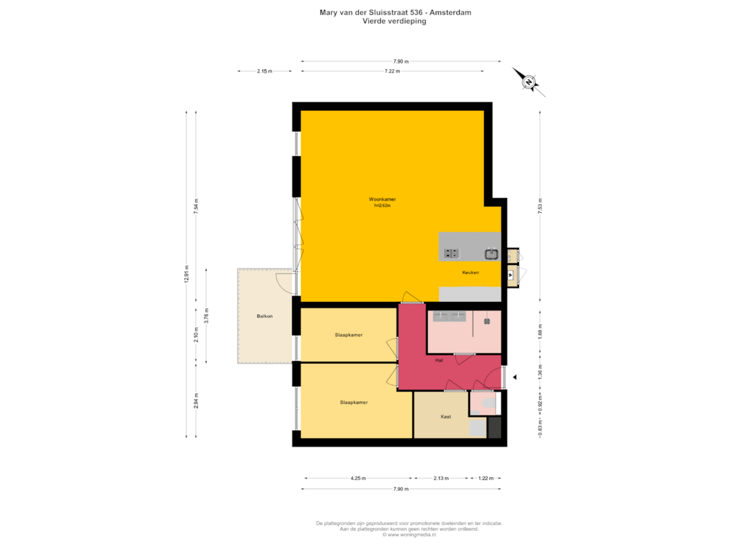 Bekijk plattegrond van Vierde verdieping van Mary van der Sluisstraat 536