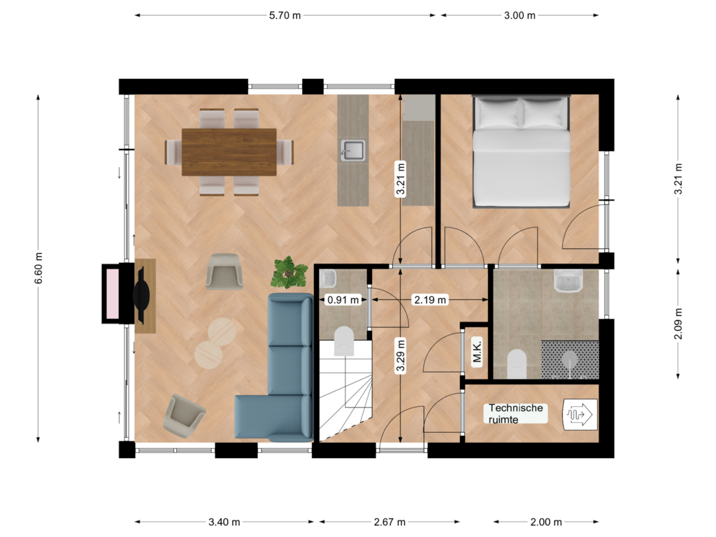 Bekijk plattegrond van Begane grond van Postweg 8-D