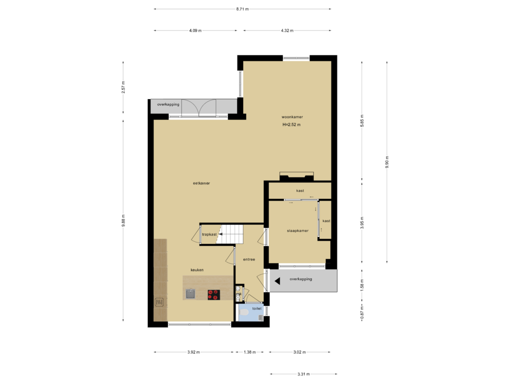 Bekijk plattegrond van Begane grond van Rameaustraat 7