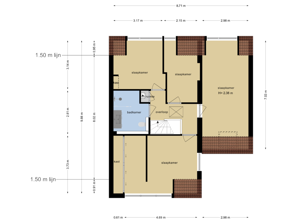 Bekijk plattegrond van Eerste Verdieping van Rameaustraat 7