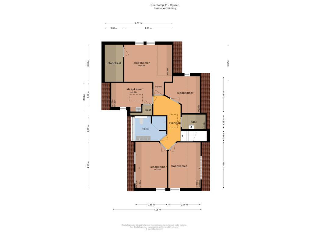 View floorplan of EERSTE VERDIEPING of Roerdomp 31