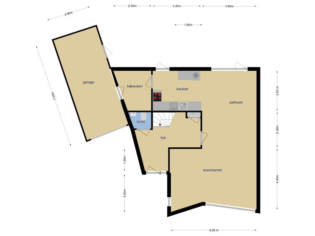 Bekijk plattegrond van begane grond van Wethouder Schaarsstraat 3