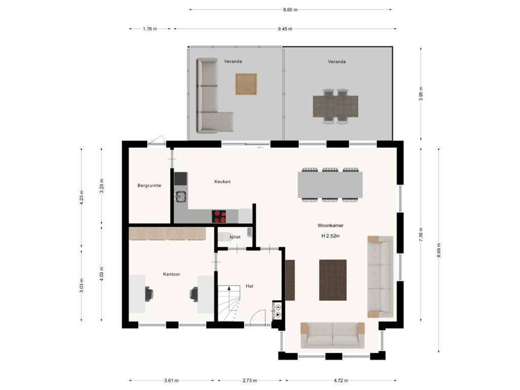 View floorplan of Begane grond of Rijshornstraat 86