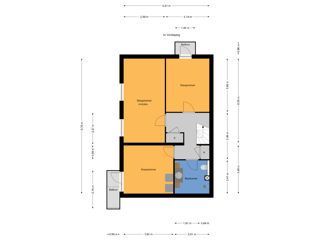 View floorplan of 1e Verdieping of Melis Stokezijde 8