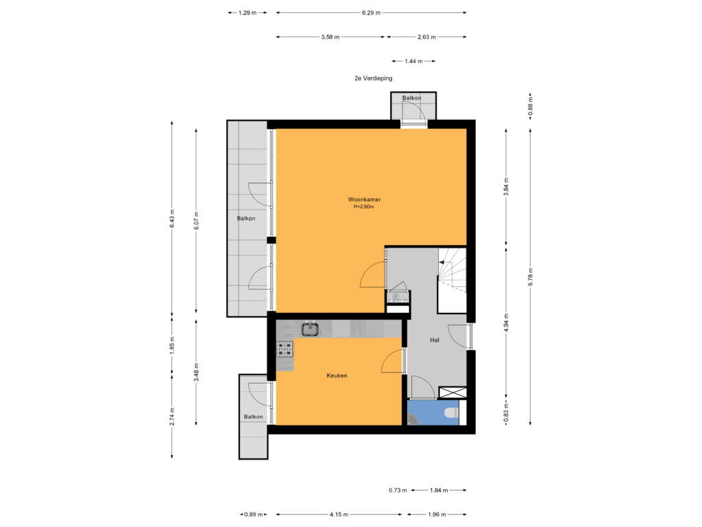 View floorplan of 2e Verdieping of Melis Stokezijde 8