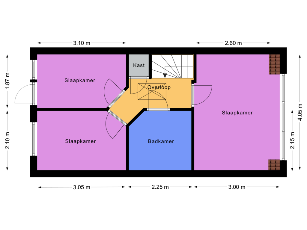 View floorplan of 1e etage of Generaal De Wetstraat 43