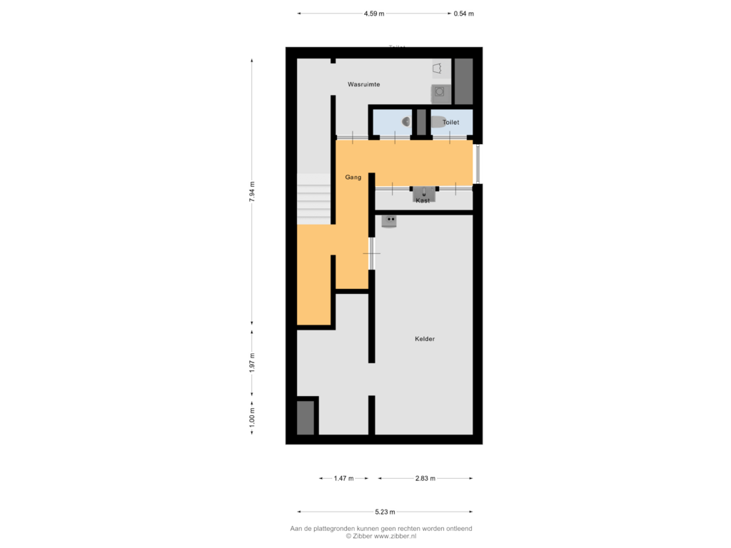 Bekijk plattegrond van Kelder van Sprangsevaart 20-A