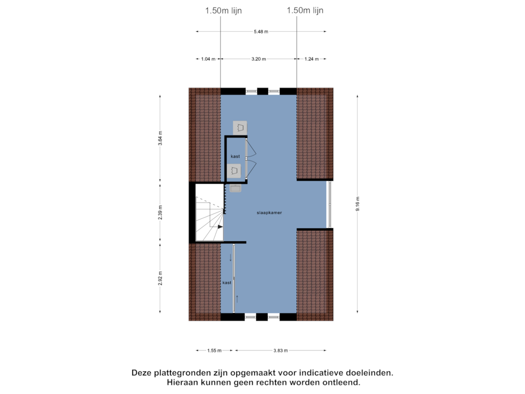 Bekijk plattegrond van Derde Verdieping van Molenstraat 9-C