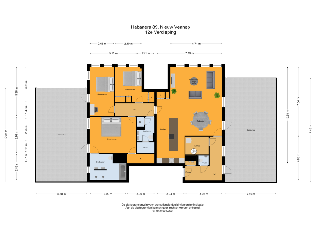 View floorplan of 12e Verdieping of Habanera 89