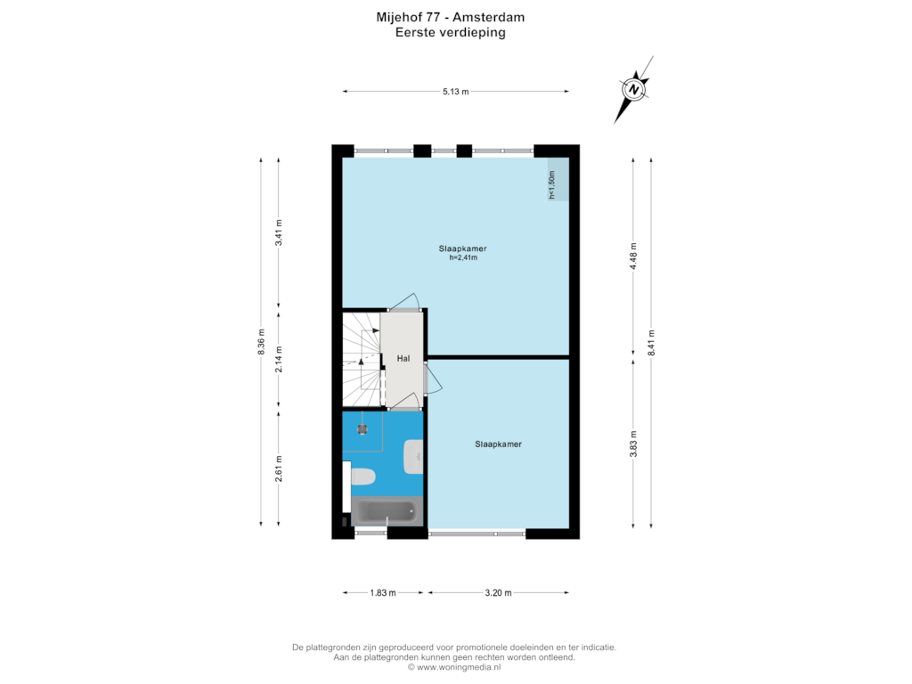 Bekijk plattegrond van Eerste verdieping van Mijehof 77