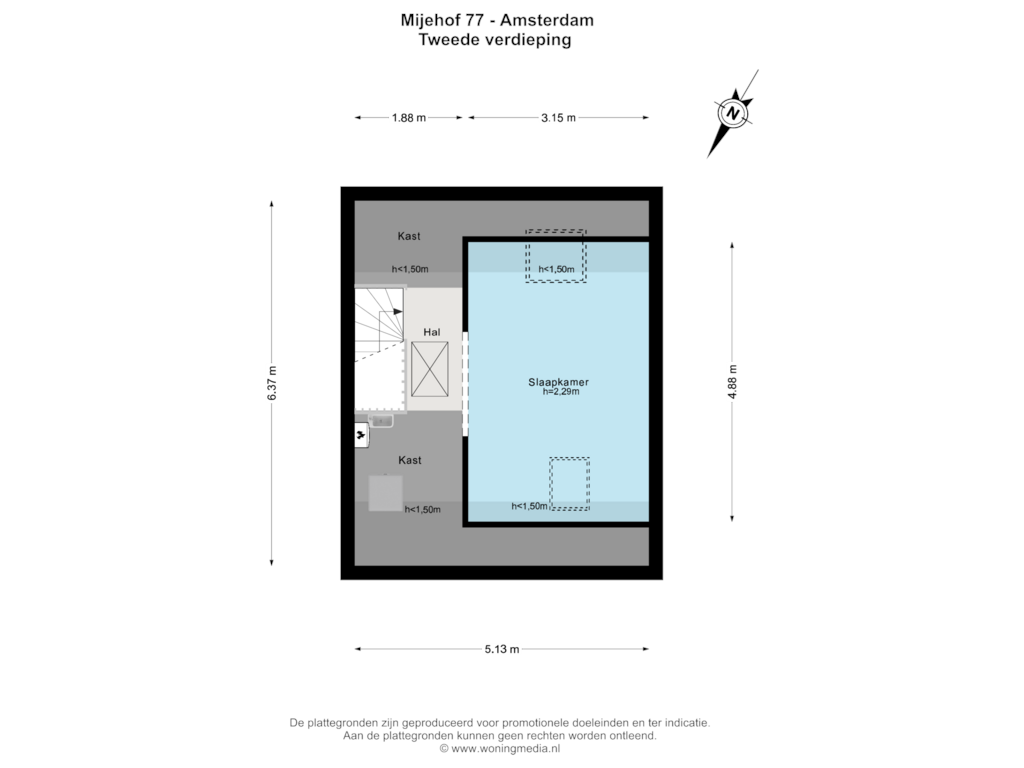 Bekijk plattegrond van Tweede verdieping van Mijehof 77