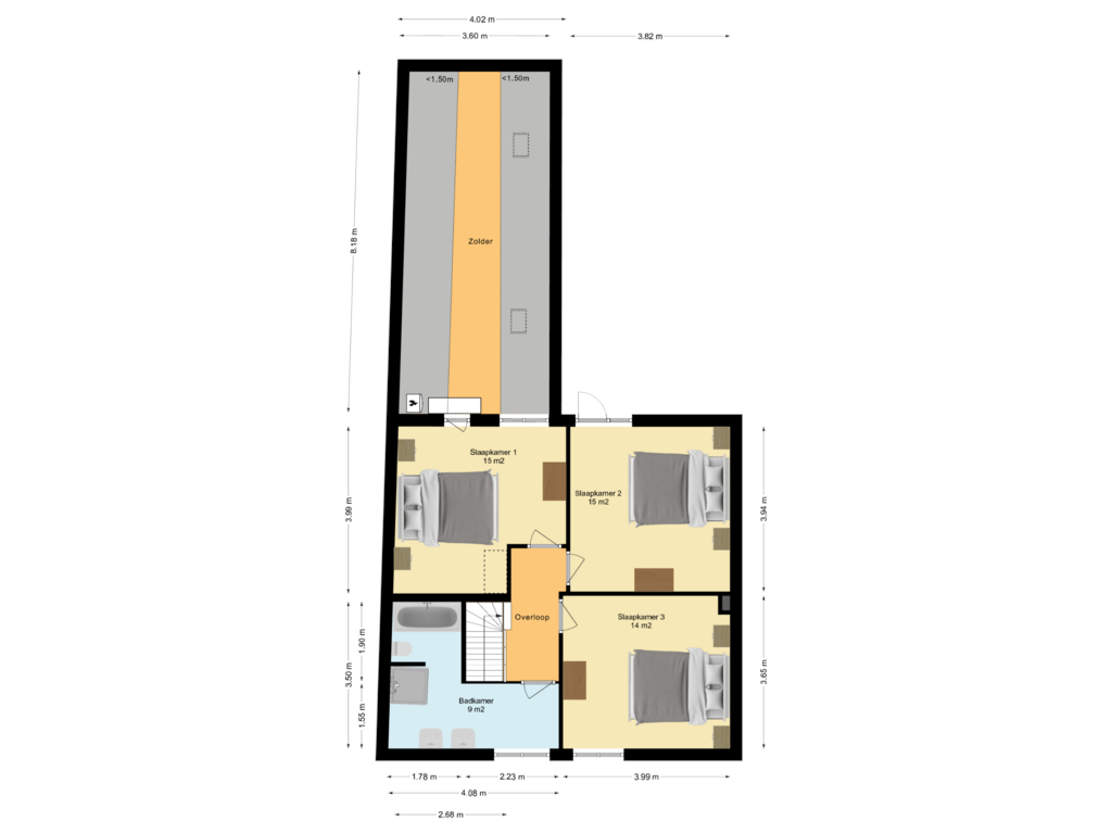 Bekijk plattegrond van Eerste Verdieping van Brugstraat 14