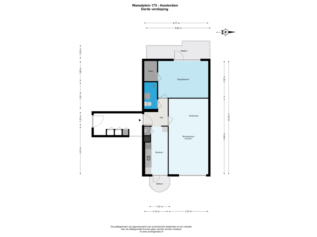 View floorplan of Derde verdieping of Wamelplein 175